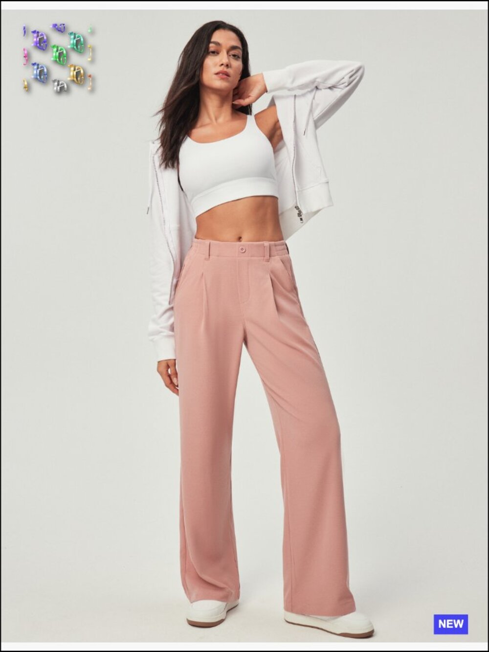 Wide Leg Pants Stretchy Work Trousers Business Casual Elastic Waist Slacks - Picture 7 of 7